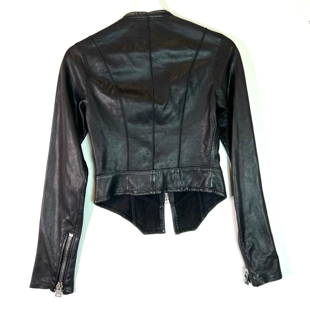 All Saints Calle Blazer Leather Jacket Black Size 00